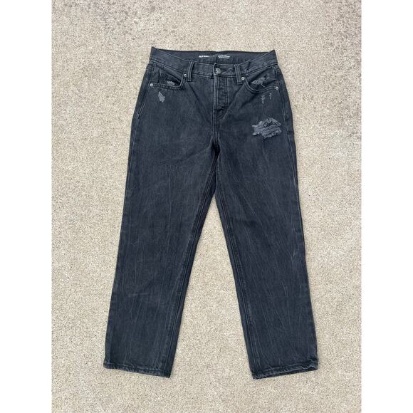 Old Navy Black High-Rise Slouchy Straight Button Fly Jeans – Size 2 - Picture 1 of 7